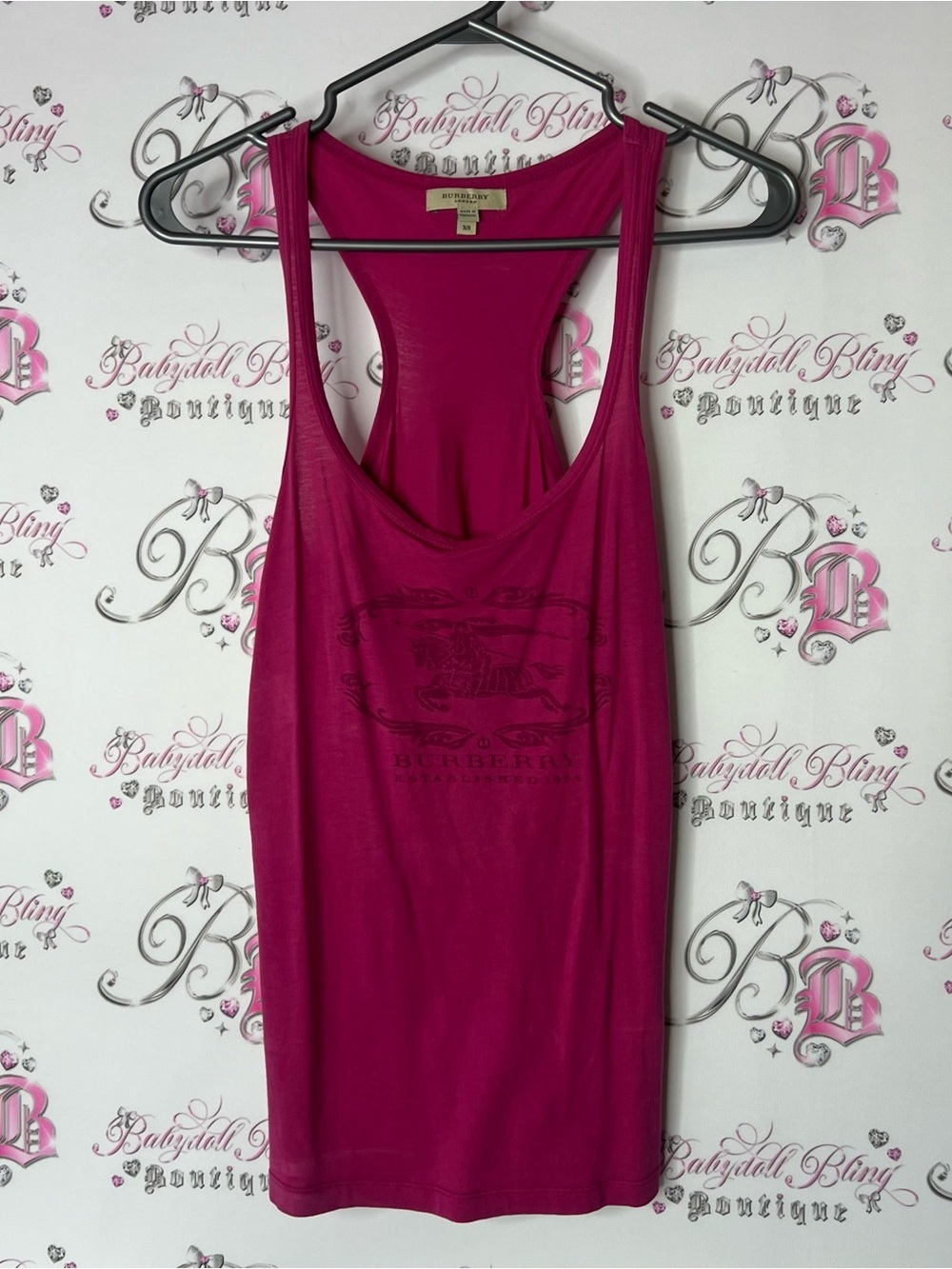 Burberry tank top pink logo classic Magenta Racerback Tank with Center Logo